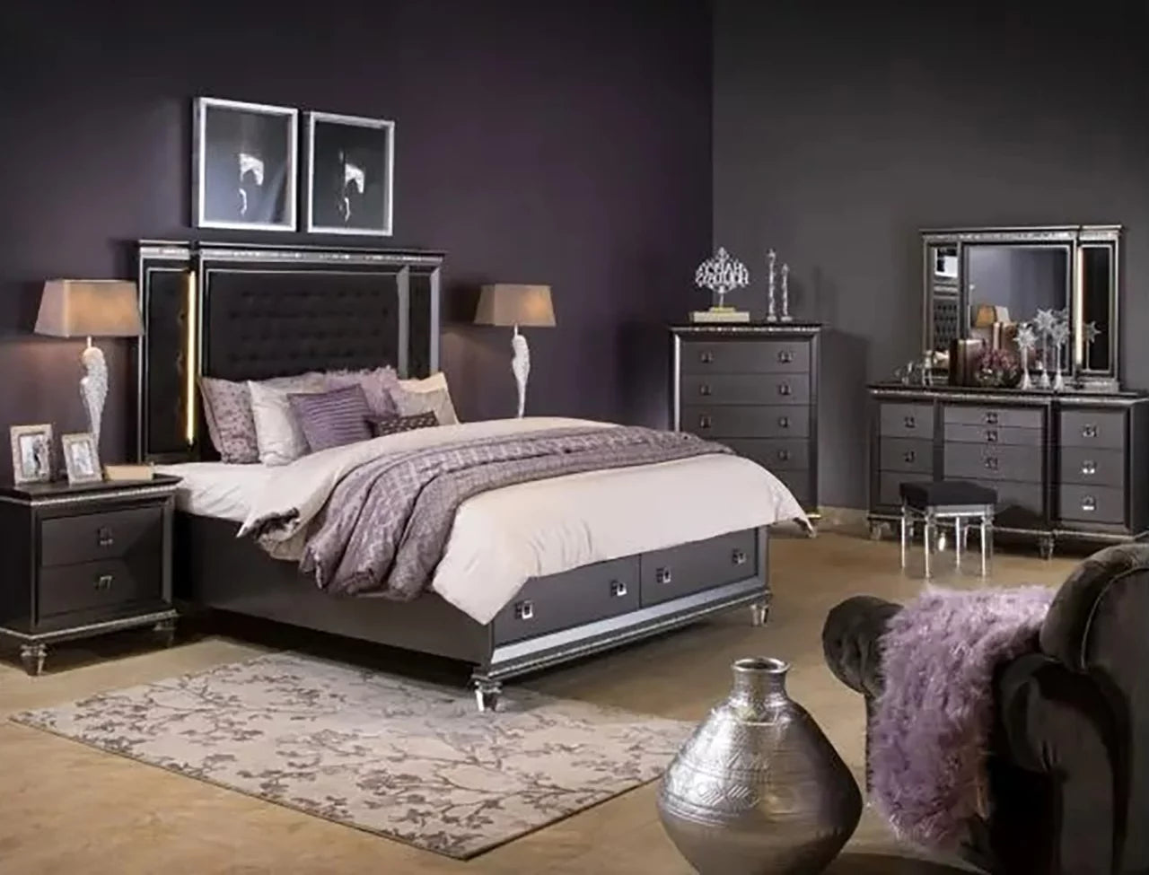 Madrid LED Storage Bedroom Set |B4000