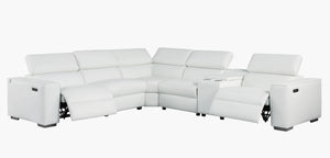Picasso White 2 POWER  Leather Match 6pc Sectional  MI631