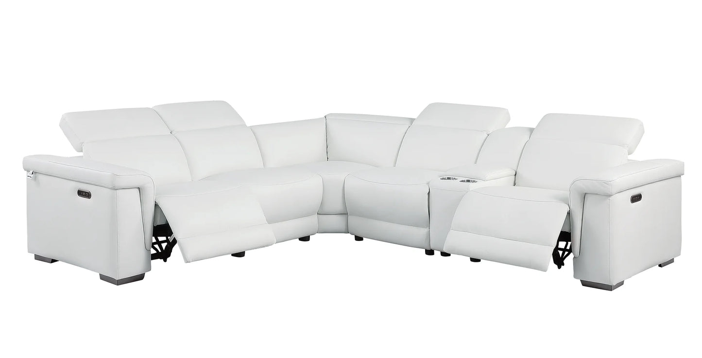 Leonardo White 2-POWER Top Grain Leather Match Sectional  MI632