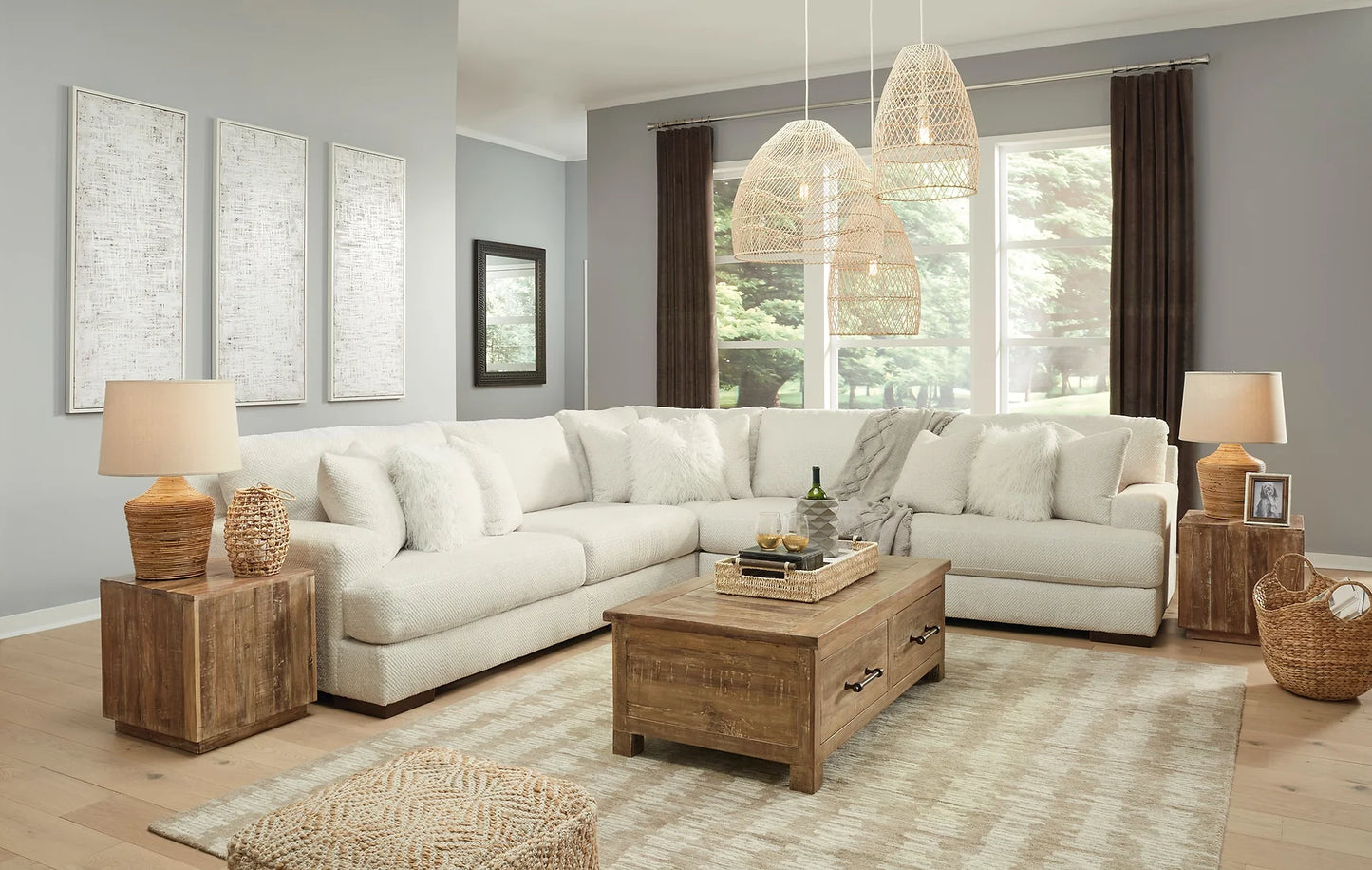 Zada Ivory 3pc Sectional 52204