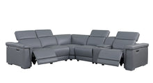 Load image into Gallery viewer, Leonardo Grey POWER Top Grain Leather Match Sectional  MI632