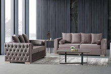 Load image into Gallery viewer, Lotus Grey Velvet Sofa and Loveseat S6301