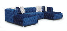 Load image into Gallery viewer, Valentino Blue Velvet Double Chaise Sectional S5003