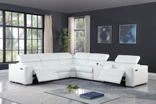 Load image into Gallery viewer, Picasso White 2 POWER  Leather Match 6pc Sectional  MI631