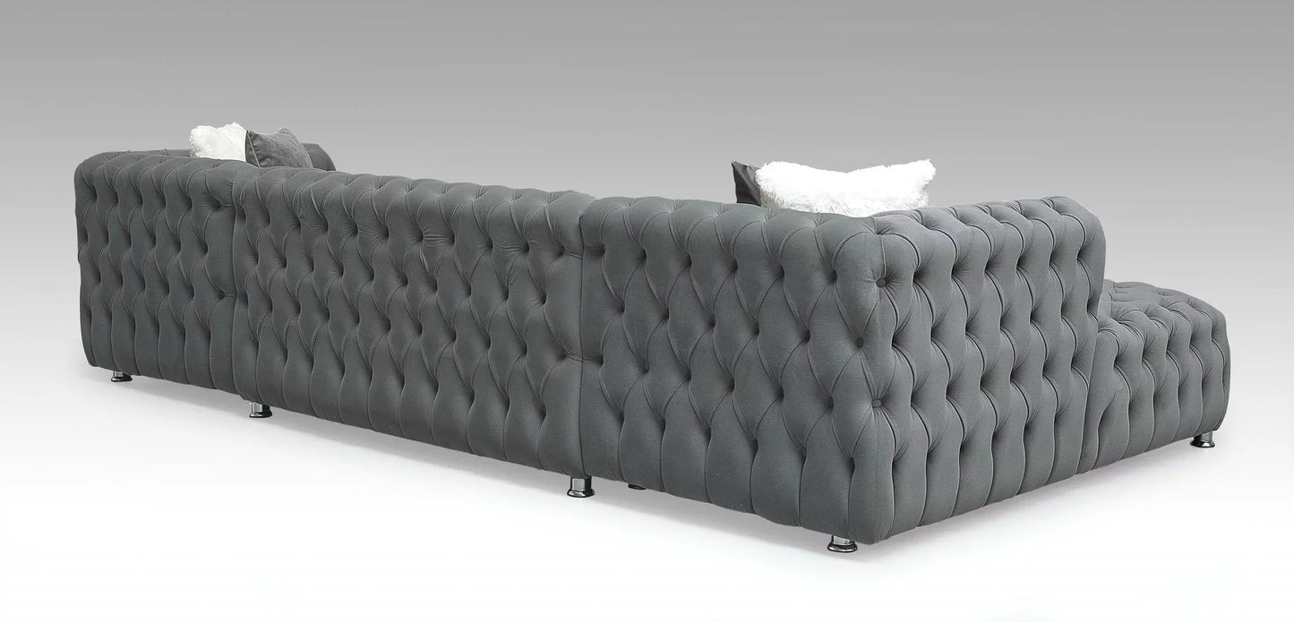 Valentino Grey Velvet Double Chaise Sectional S5001