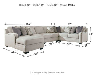 Dellara Chalk 5-Piece LAF Sectional with Chaise | 32101