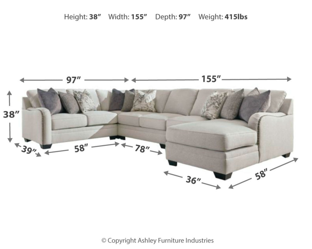 Dellara Chalk 5-Piece RAF Sectional with Chaise | 32101