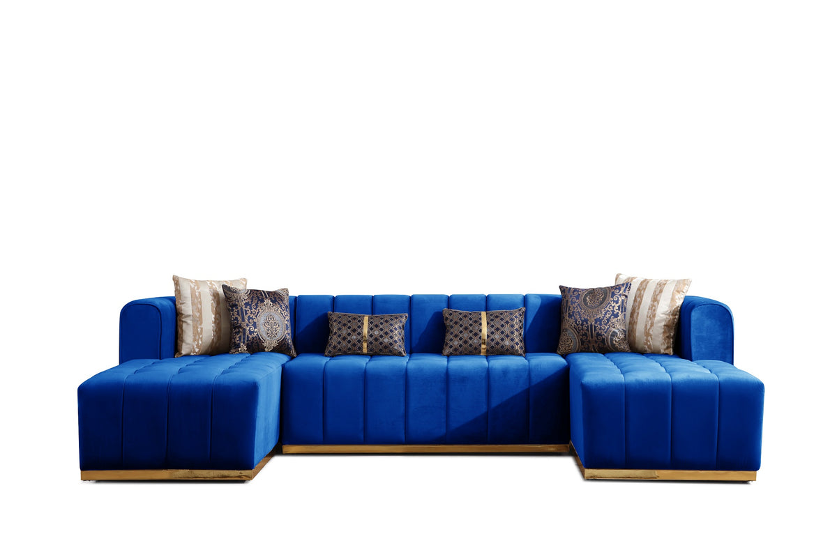 Siesta Blue Velvet Double Chase 132" Sectional