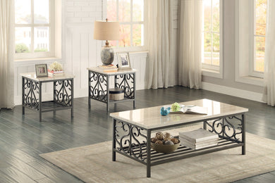 Fairhope Faux Marble Top 3pc Coffee Table Set | 3580