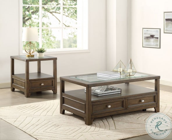 Auburn Cherry 2pc Coffee Table Set 3624