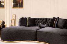 Load image into Gallery viewer, Ella Velvet Black Curved Sectional