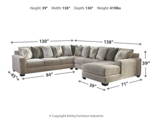 Ardsley Pewter  RAF Chaise Sectional  39504