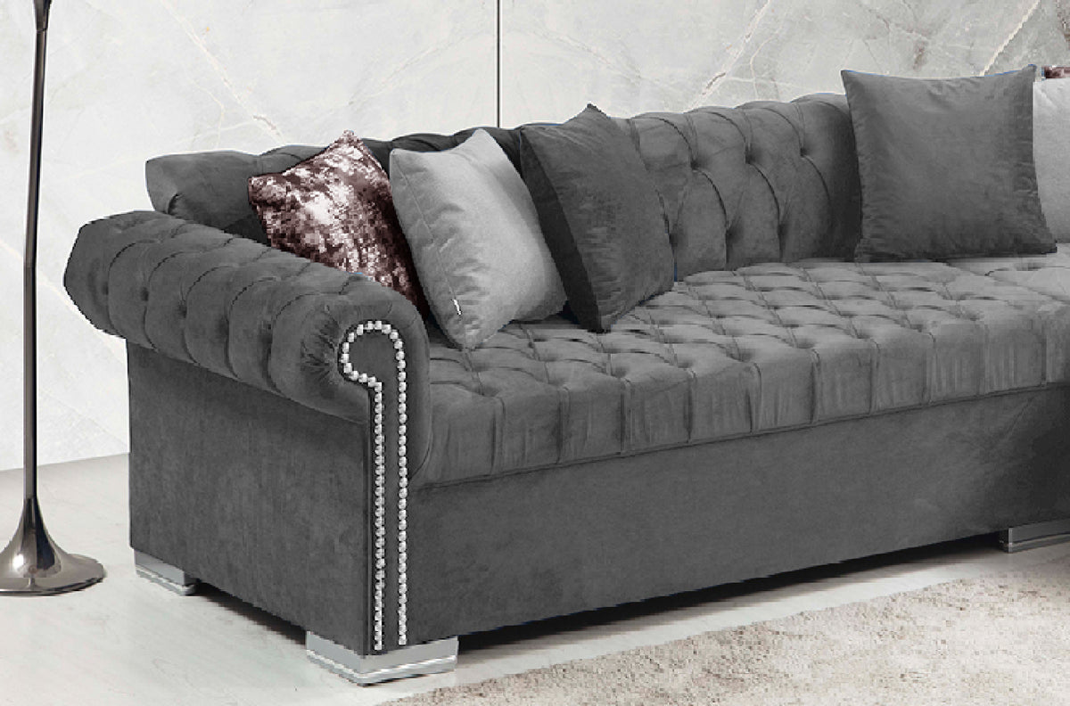 Icarus Gray Velvet Sectional