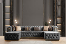 Load image into Gallery viewer, Luna Grey Velvet Double Chase Sectional