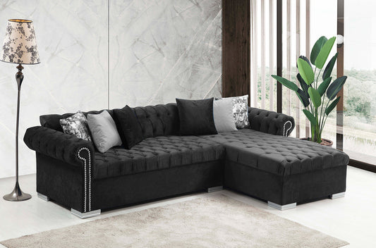 Icarus Black Velvet Sectional