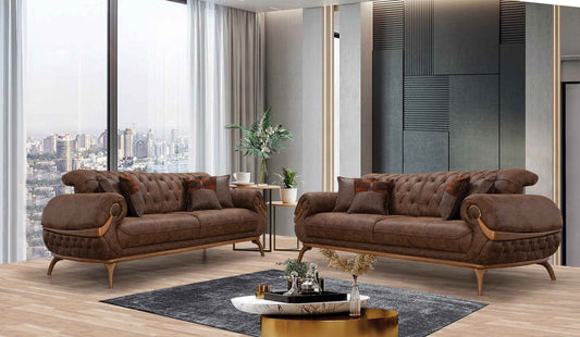 Boston Dark Brown Leather Sofa & Loveseat