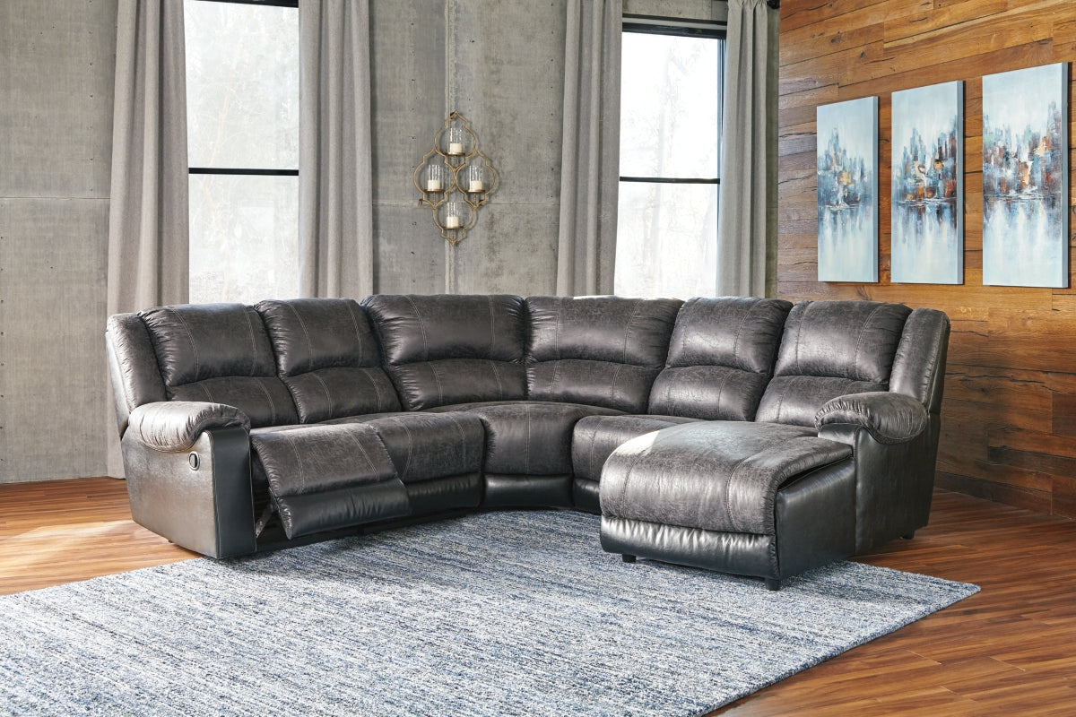 Nantahala Slate 5-Piece Reclining Sectional with Chaise | 50301