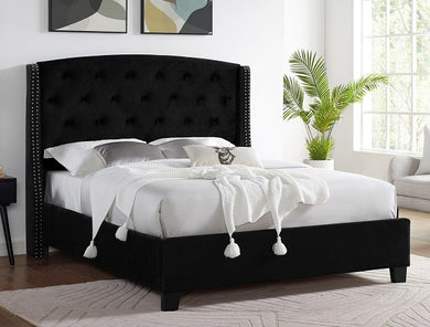 Eva Black Upholstered King Bed | 5111