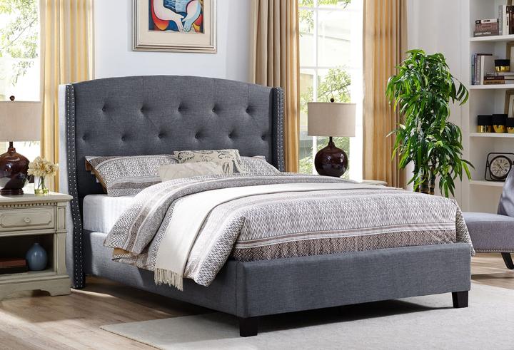 Eva Gray Upholstered King Bed | 5111 - Harwin Furniture