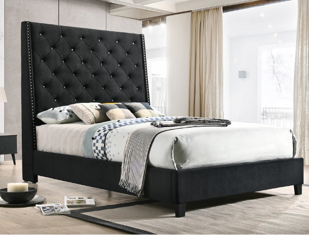 Chantilly Black Upholstered King Bed 5265