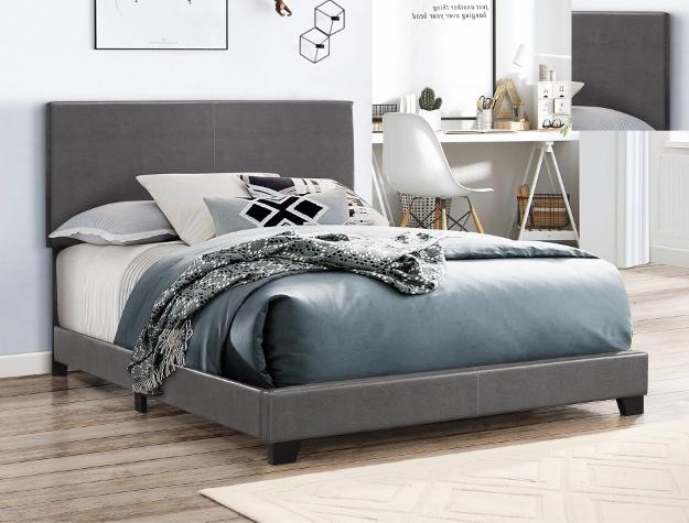 Faux leather online queen bed