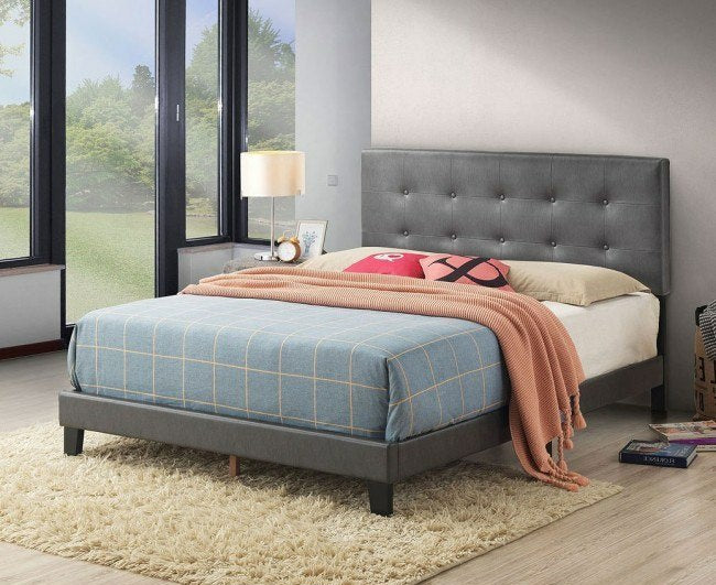 Andi Queen Gray Leather Platform Bed 5282