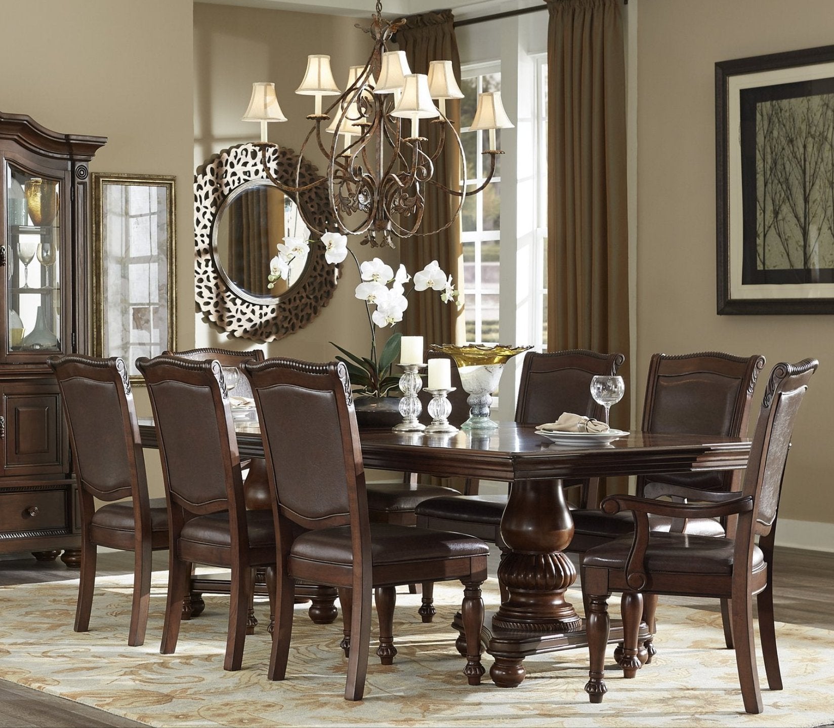 Lordsburg Brown/Cherry Extendable Dining Set 5473 Harwin Furniture