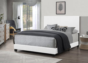 Nicky White Leather Queen Panel Bed 600