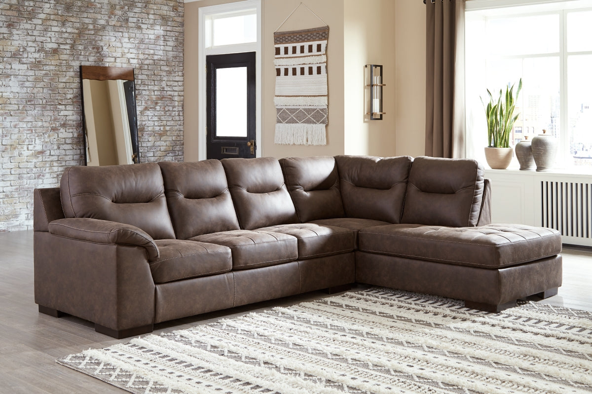 Maderla Walnut 2-Piece Sectional with Chaise | 62002S2