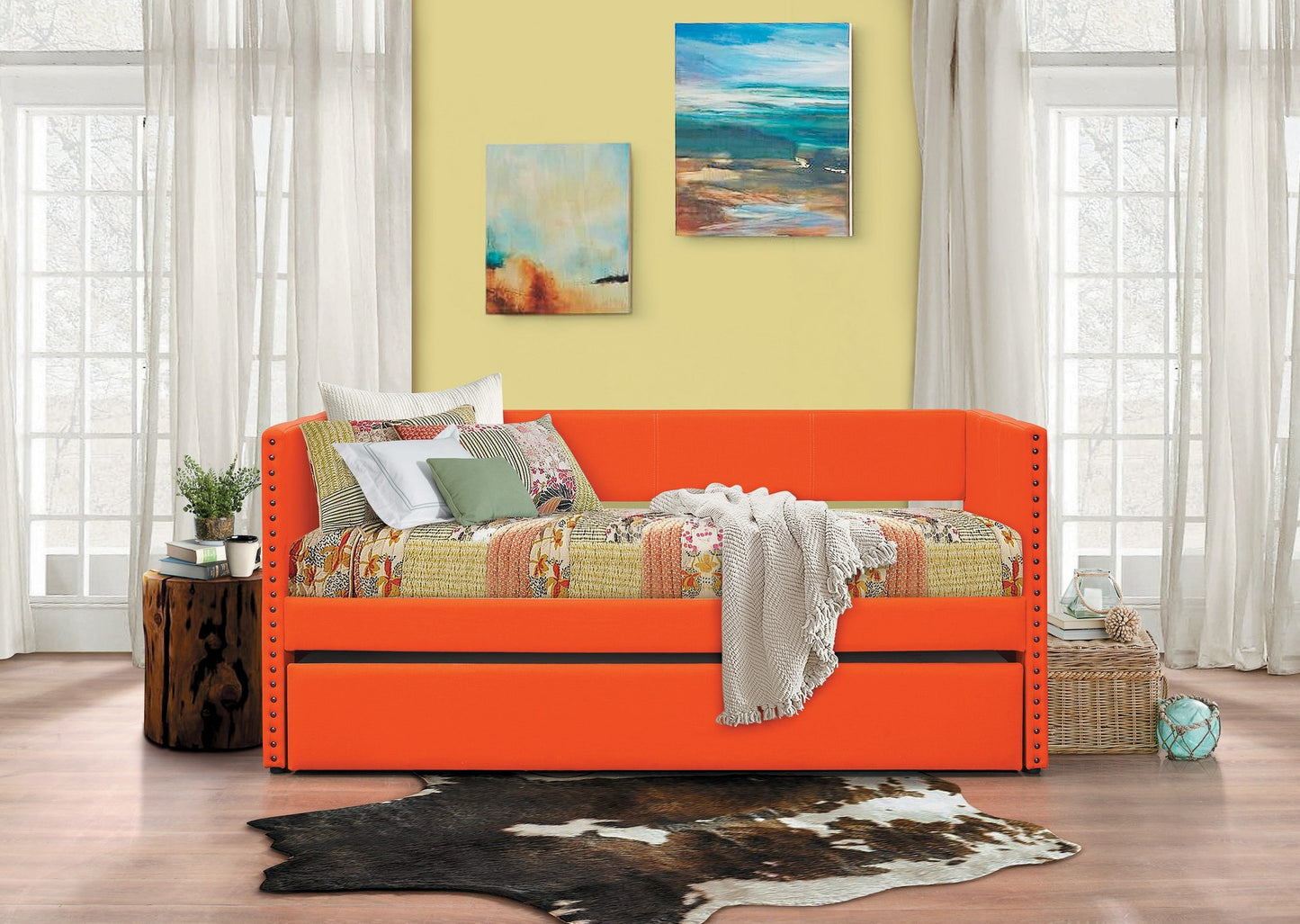 Therese Orange Daybed with Trundle | 4969