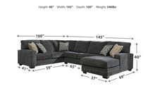 Load image into Gallery viewer, Tracling Slate 3-Piece Sectional with Chaise | 72600