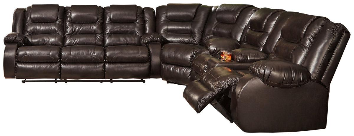 Vacherie Chocolate 3pc Reclining Sectional | 79307