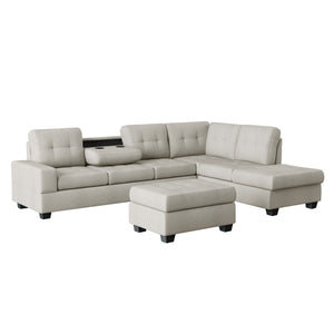 Heights Light Gray Reversible Sectional with Storage Ottoman SH3220