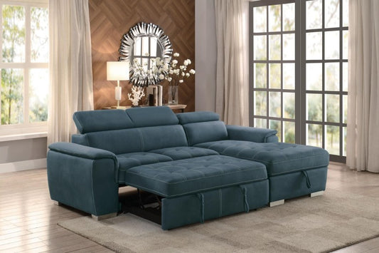 Ferriday Blue Storage Sleeper Sectional 8228
