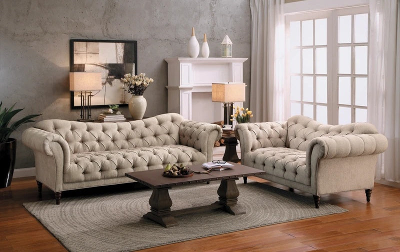 St. Claire Beige Sofa and Loveseat 8469