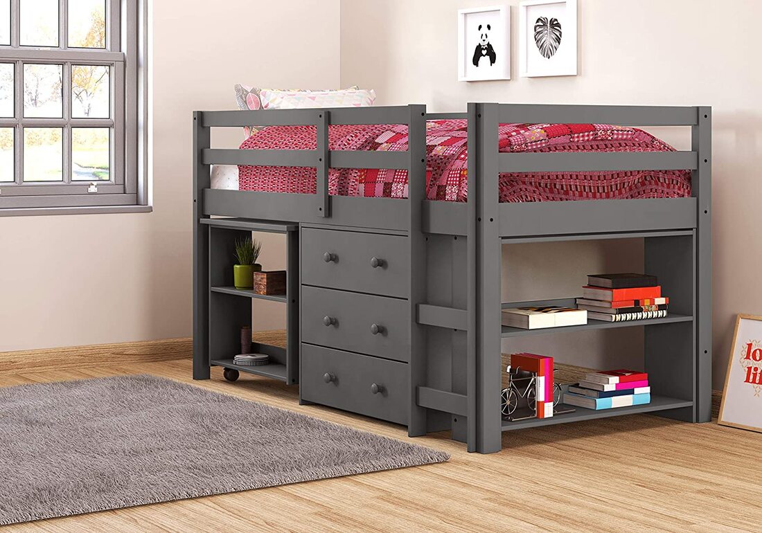 760-Twin Loft Bed (Gray)