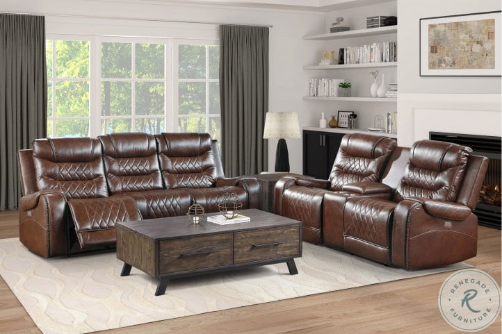 Putnam Brown Reclining Sofa and Loveseat 9405