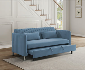 Greenway Blue Sofa With Pull-Out Bed 9406