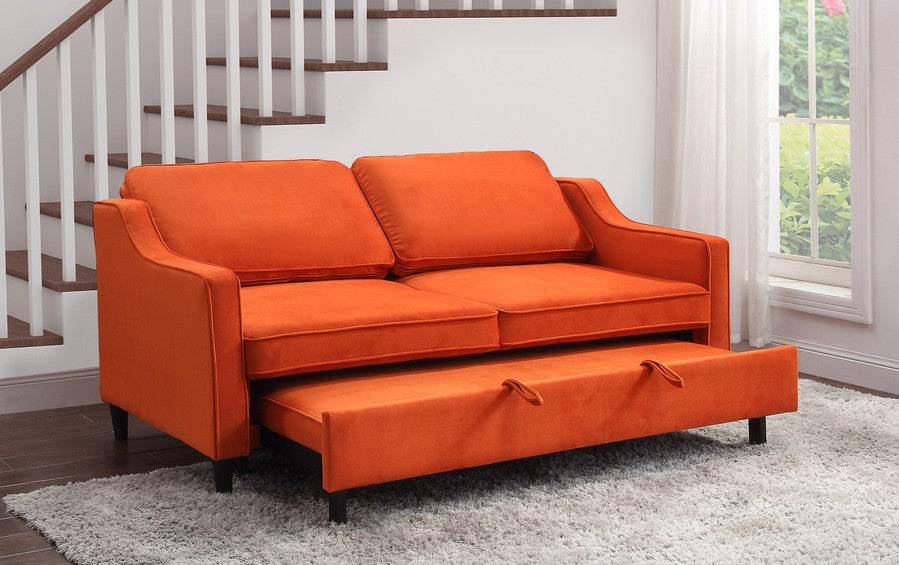 Winston Orange Sofa With Pull-Out Bed 9428