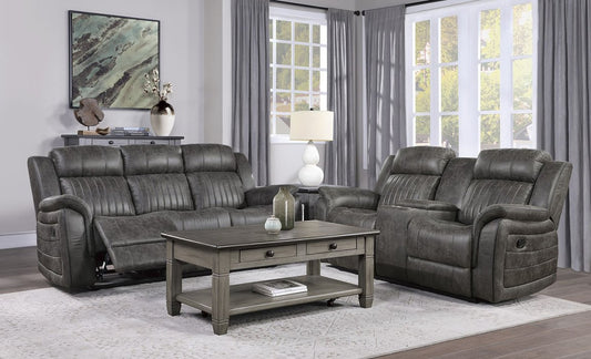 Centeroak Grey  Reclining Sofa and Loveseat 9479