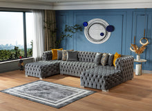 Load image into Gallery viewer, Polo Gray Velvet Double Chase Sectional