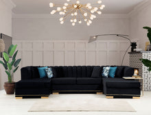 Load image into Gallery viewer, Armony Black  Velvet Double Chase Sectional 