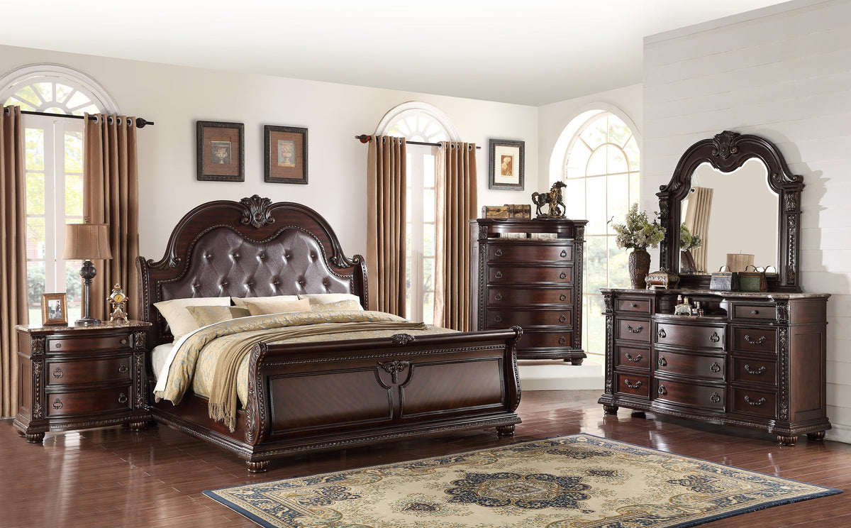 Stanley Brown Upholstered Sleigh  Bedroom Set | B1600 - Harwin Furniture