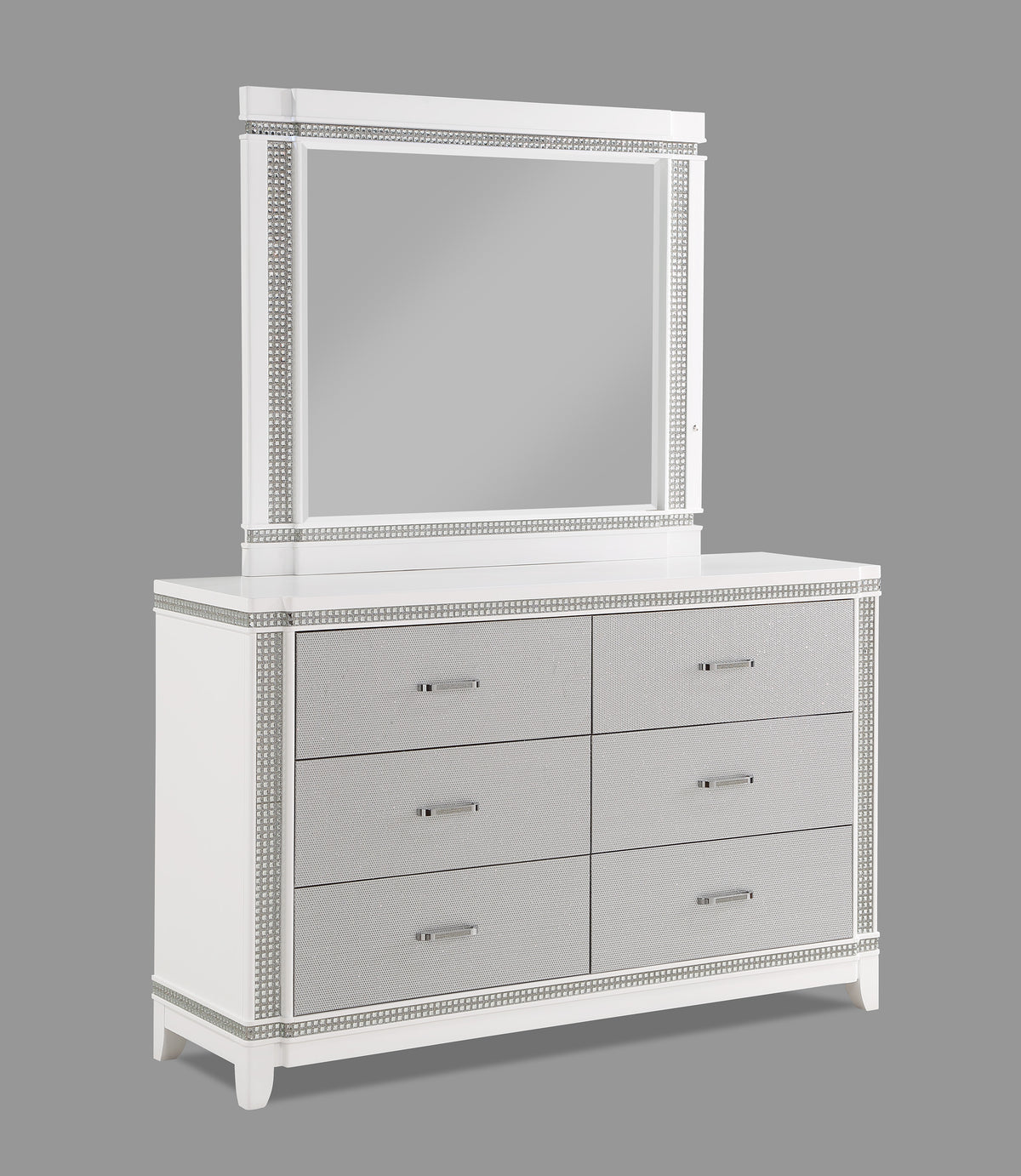 Ariane White/Silver Panel Bedroom Set B1690