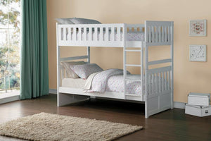 Galen White Twin/Twin Bunk Bed with Trundle | B2053