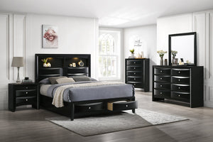 Fallon Black LED Storage Platform Bedroom Set  B4288