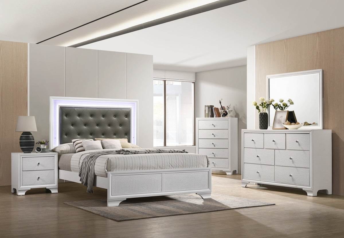 Lyssa LED Frost Upholstered Panel Bedroom Set | B4310