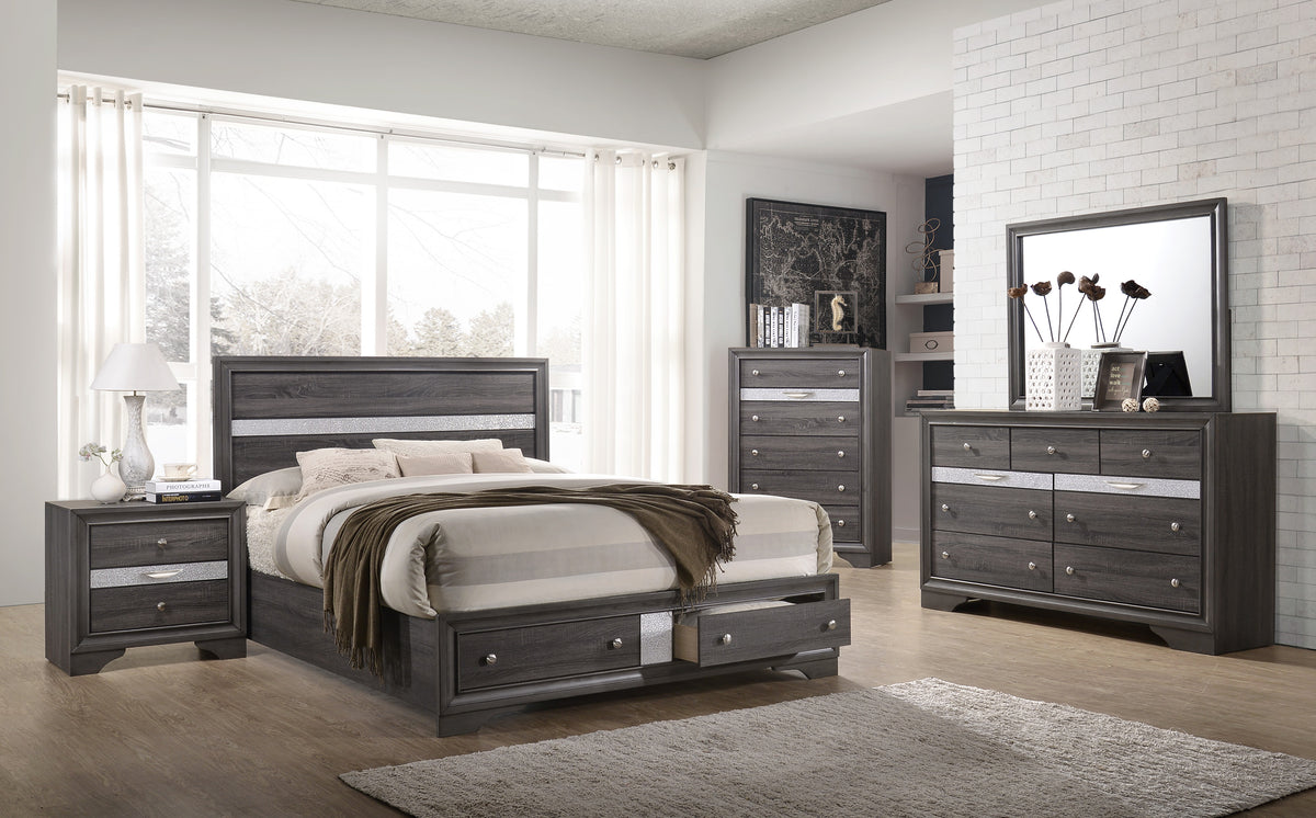 Regata Gray Storage Platform Bedroom Set | B4650 - Harwin Furniture