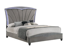 Load image into Gallery viewer, Frampton Gray LED Upholstered Platform Bedroom Set B4790