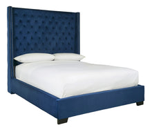 Load image into Gallery viewer, Coralayne Blue Velvet/Silver Upholstered Bedroom Set | B650